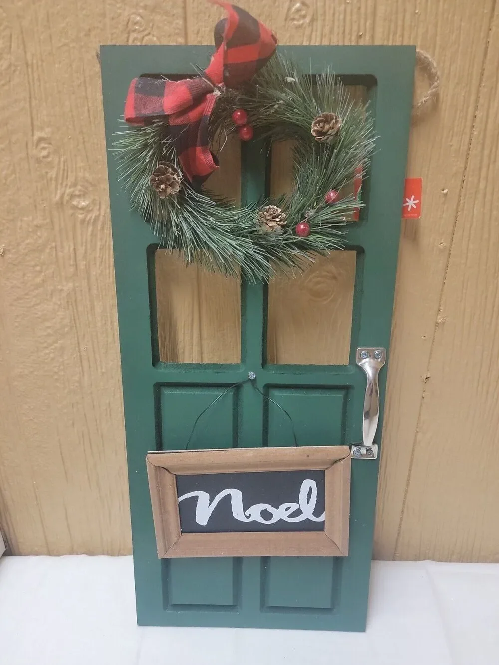 Wooden Christmas Door with Wreath Hanging Door Decor 20